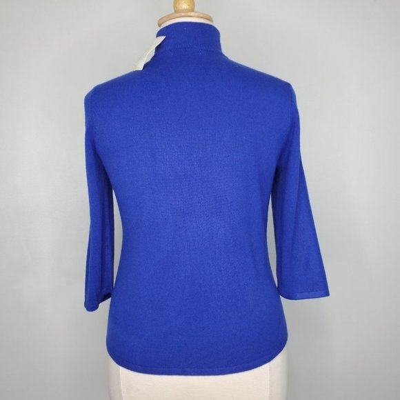 Luxe 360 Cobalt Blue Petite Sweater with Bling Zipper at Side Neck NEW Size XLP - Picture 9 of 15